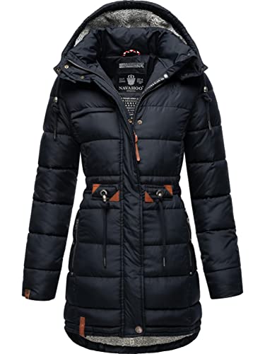 Navahoo Damen Wintermantel Steppmantel Winterjacke Kurzmantel warm gefüttert abnehmbare Kapuze Daliee Navy Gr. L von Navahoo