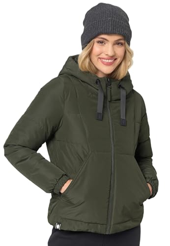Navahoo Damen Winterjacke Steppjacke Winter Jacke gesteppt warm mit Kapuze B952 [B952-Eisball-Dark-Olive-Gr.M] von Navahoo