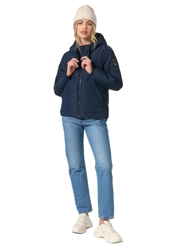 Navahoo Damen Winterjacke Steppjacke Winter Jacke gesteppt warm mit Kapuze B952 [B952-Eisball-Navy-Gr.L] von Navahoo