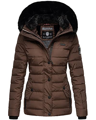 Navahoo Damen warme Winter Steppjacke mit Abnehmbarer Kapuze Milianaa Chocolate Gr. S von Navahoo