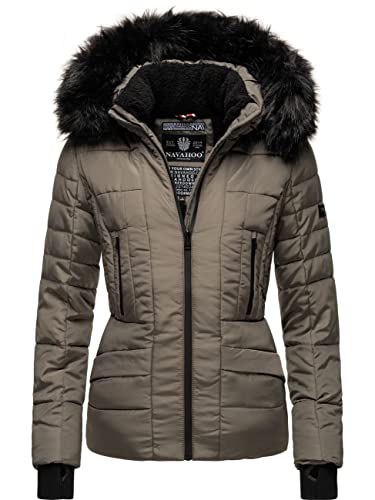 Navahoo Damen Winterjacke Steppjacke mit Kapuze Adele Grey Olive Gr. XL von Navahoo