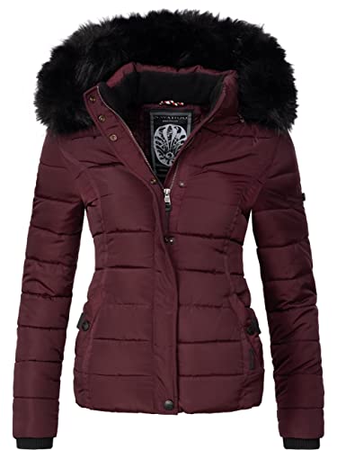 Navahoo Damen Winterjacke Steppjacke mit Kapuze Miamor Weinrot Gr. L von Navahoo