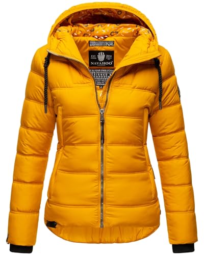 Navahoo Damen Winterjacke Steppjacke mit Kapuze warm gefüttert B878 [B878-Renes-Gelb-Gr.S] von Navahoo