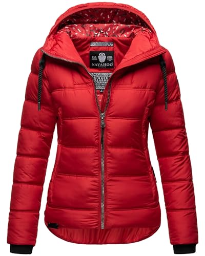 Navahoo Damen Winterjacke Steppjacke mit Kapuze warm gefüttert B878 [B878-Renes-Rot-Gr.S] von Navahoo
