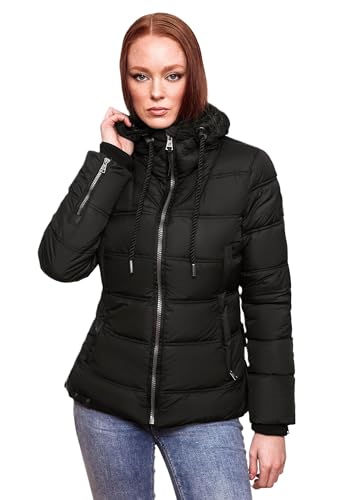 Navahoo Damen Winterjacke Steppjacke mit Kapuze warm gefüttert B878 [B878-Renes-Schwarz-Gr.XL] von Navahoo