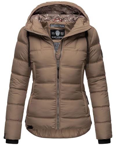 Navahoo Damen Winterjacke Steppjacke mit Kapuze warm gefüttert B878 [B878-Renes-Taupe-Gr.XS] von Navahoo