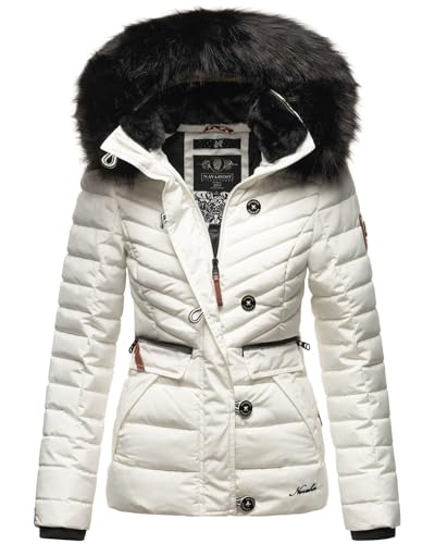 Navahoo Damen Winterjacke Steppjacke mit Kapuze warm gefüttert B899 [B899-Wisteri-Weiss-Gr.M] von Navahoo