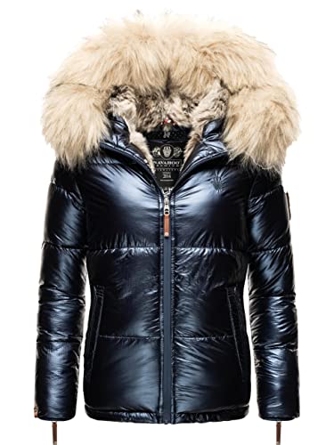 Navahoo Damen Winterjacke Steppjacke warm mit Kunstfellkapuze Tikunaa Navy Gr. M von Navahoo