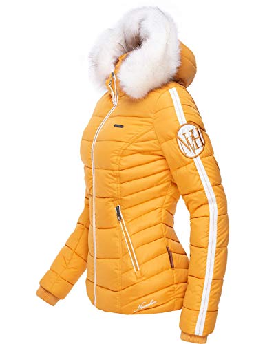 Navahoo Damen Winterjacke Steppjacke mit abnehmbarem Kunstfell Khingaa's Gelb Gr. S von Navahoo