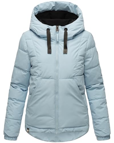 Navahoo Damen Winterjacke Steppjacke warm mit Kapuze Eisbällchen Baby Blue Gr. M von Navahoo