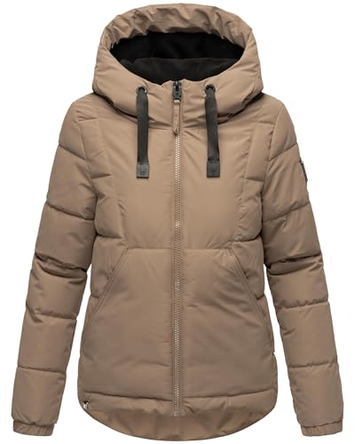 Navahoo Damen Winterjacke Steppjacke warm mit Kapuze Eisbällchen Taupe Grey Gr. XL von Navahoo