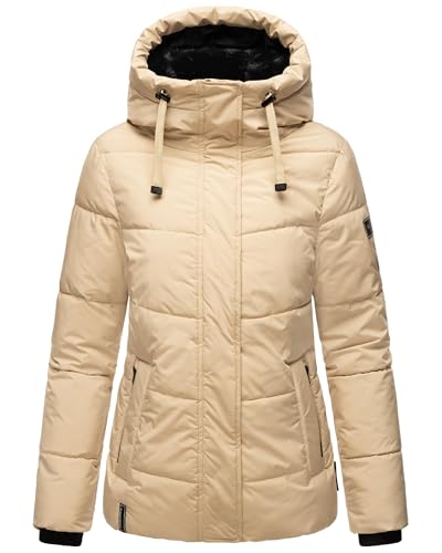 Navahoo Damen Winterjacke Steppjacke warm mit Kapuze Sag ja XIV Beige Gr. S von Navahoo