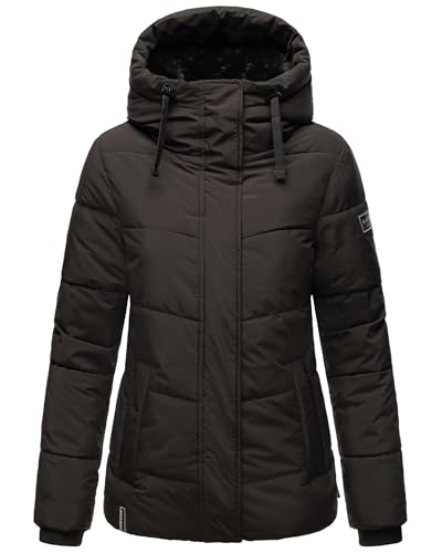 Navahoo Damen Winterjacke warme Steppjacke mit Kapuze und abnehmbaren Kunstfell-Kragen Sag ja XIV Black Gr. XL von Navahoo