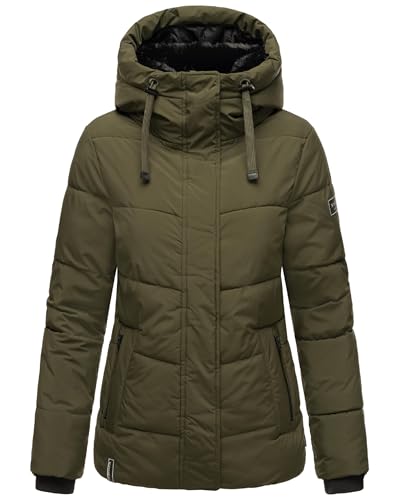 Navahoo Damen Winterjacke Steppjacke warm mit Kapuze Sag ja XIV Dark Olive Gr. L von Navahoo