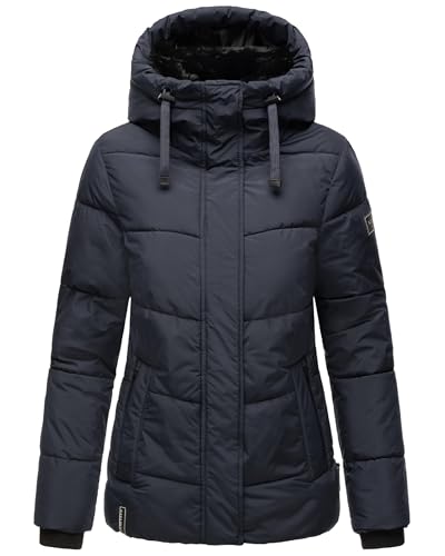 Navahoo Damen Winterjacke warme Steppjacke mit Kapuze und abnehmbaren Kunstfell-Kragen Sag ja XIV Navy Gr. L von Navahoo