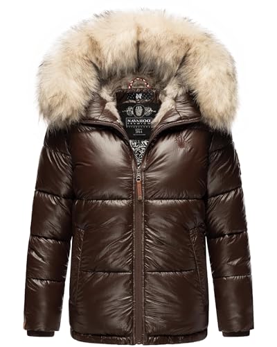 Navahoo Damen Winterjacke Steppjacke warm mit Kunstfellkapuze Tikunaa Dark Choco Gr. XS von Navahoo