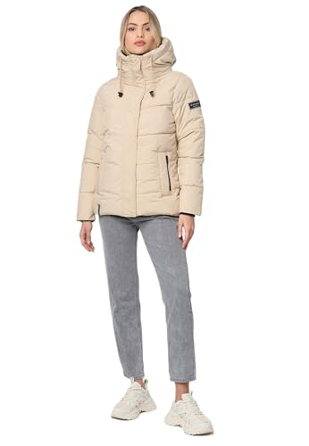 Navahoo Damen Winterjacke Winter Jacke gesteppt mit Teddyfell-Kragen Steppjacke B980 [B980-Sagja-Beige-Gr.XL] von Navahoo