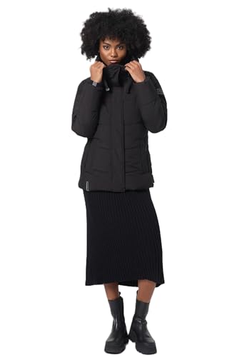 Navahoo Damen Winterjacke Winter Jacke gesteppt mit Teddyfell-Kragen Steppjacke B980 [B980-Sagja-Schwarz-Gr.XL] von Navahoo