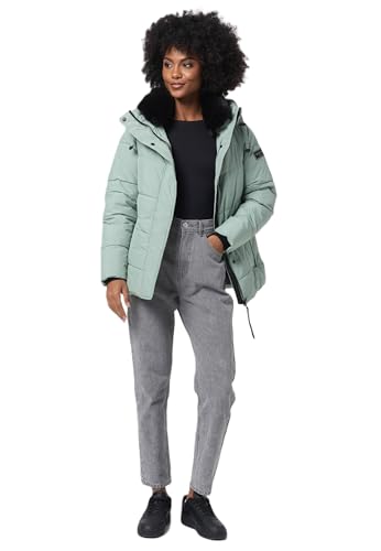 Navahoo Damen Winterjacke Winter Jacke gesteppt mit Teddyfell-Kragen Steppjacke B980 [B980-Sagja-Smokey-Mint-Gr.L] von Navahoo