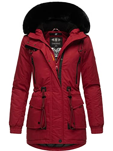 Navahoo Damen Winterjacke Wintermantel Baumwoll-Parka mit abnehmbarem Kunstfell Olessaa Blood Red Gr. L von Navahoo