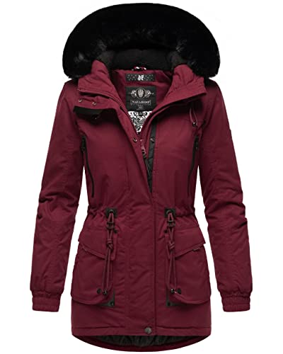 Navahoo Damen Winterjacke Wintermantel Baumwoll-Parka mit abnehmbarem Kunstfell Olessaa Bordeaux Gr. M von Navahoo