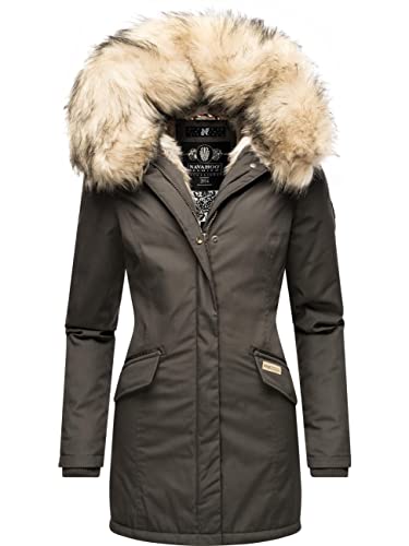 Navahoo Damen Winter Kurzmantel mit Kapuze Cristal Anthracite Gr. XL von Navahoo