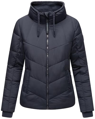 Navahoo Damen Winterjackel warme Steppjacke mit hohem Kragen und auffälligen Kordeln Liebesfee 14 Navy Gr. M von Navahoo