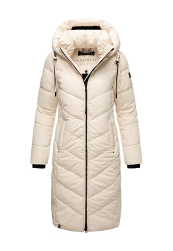 Navahoo Damen Winterjacke lang Stepp Winter Jacke gesteppt Kapuze B982 [B982-Sahnekatz-Cream-Gr.XXL] von Navahoo