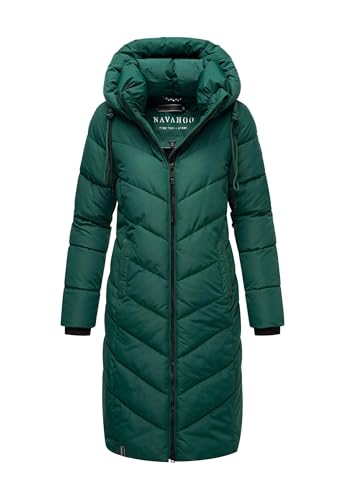 Navahoo Damen Winterjacke lang Stepp Winter Jacke gesteppt Kapuze B982 [B982-Sahnekatz-Evergree-Gr.XXL] von Navahoo