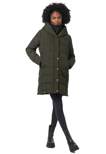 Navahoo Damen Winterjacke lang gesteppte Winter Jacke warm Kapuze B959 [B959-Knutschi-D-Olive-Gr.XXL] von Navahoo