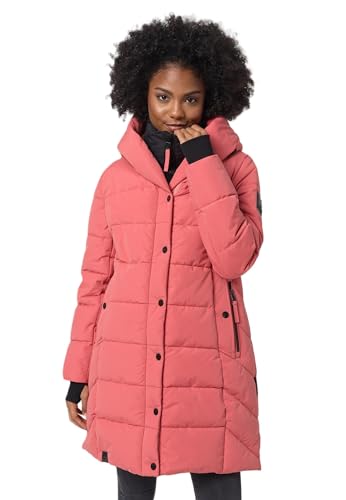 Navahoo Damen Winterjacke lang gesteppte Winter Jacke warm Kapuze B959 [B959-Knutschi-Rouge-Gr.L] von Navahoo
