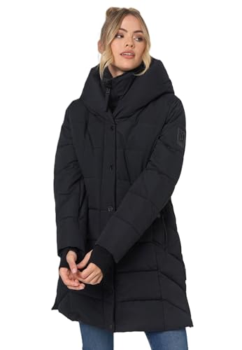 Navahoo Damen Winterjacke lang gesteppte Winter Jacke warm Kapuze B959 [B959-Knutschi-Schwarz-Gr.L] von Navahoo