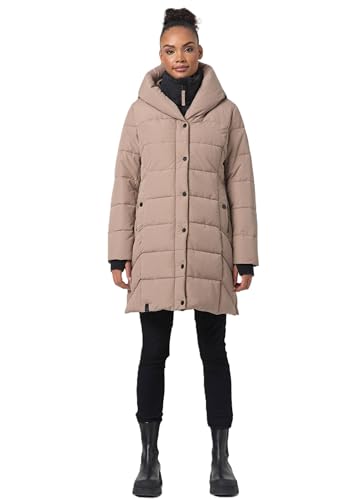 Navahoo Damen Winterjacke lang gesteppte Winter Jacke warm Kapuze B959 [B959-Knutschi-Taup-Grey-Gr.M] von Navahoo