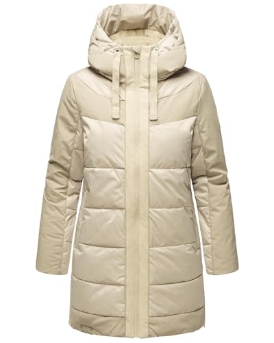 Navahoo Damen Winterjacke Lange Steppjcke warm mit Kapuze Samtkätzchen Light Grey Gr. XXL von Navahoo