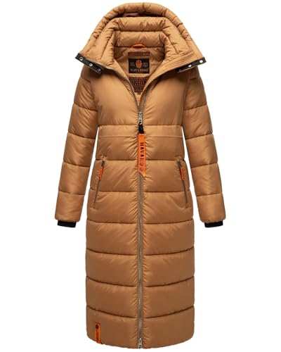 Navahoo Damen Winterjacke langer Winter Mantel Winter Jacke gesteppt warmer Steppmantel B926 [B926-Kristall-Camel-Gr.L] von Navahoo