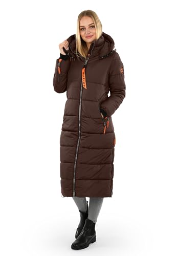 Navahoo Damen Winterjacke langer Winter Mantel Winter Jacke gesteppt warmer Steppmantel B926 [B926-Kristall-D-Choco-Gr.S] von Navahoo