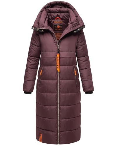Navahoo Damen Winterjacke langer Winter Mantel Winter Jacke gesteppt warmer Steppmantel B926 [B926-Kristall-Dus-Plum-Gr.L] von Navahoo