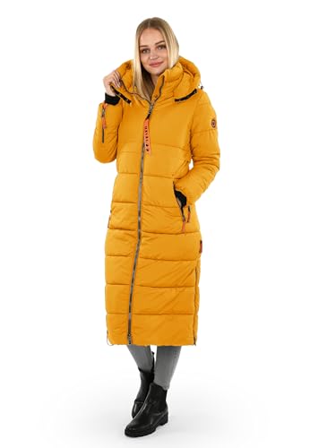 Navahoo Damen Winterjacke langer Winter Mantel Winter Jacke gesteppt warmer Steppmantel B926 [B926-Kristall-Gelb-Gr.L] von Navahoo