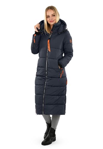 Navahoo Damen Winterjacke langer Winter Mantel Winter Jacke gesteppt warmer Steppmantel B926 [B926-Kristall-Navy-Gr.L] von Navahoo