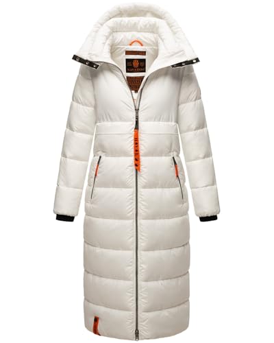 Navahoo Damen Winterjacke langer Winter Mantel Winter Jacke gesteppt warmer Steppmantel B926 [B926-Kristall-Offwhite-Gr.L] von Navahoo