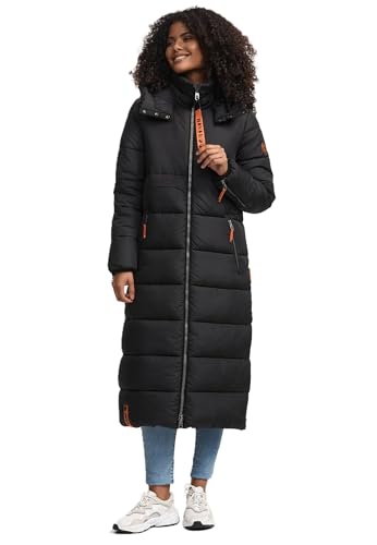 Navahoo Damen Winterjacke langer Winter Mantel Winter Jacke gesteppt warmer Steppmantel B926 [B926-Kristall-Schwarz-Gr.L] von Navahoo
