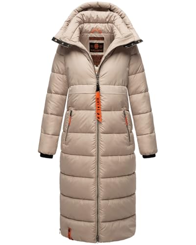 Navahoo Damen Winterjacke langer Winter Mantel Winter Jacke gesteppt warmer Steppmantel B926 [B926-Kristall-Taupe-Gr.XL] von Navahoo