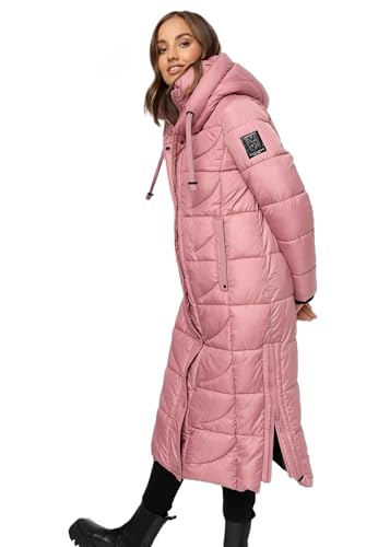 Navahoo Damen Winterjacke langer Wintermantel Winter Stepp Jacke Parka warm B972 [B972-Waffel-Dark-Rose-Gr.M] von Navahoo