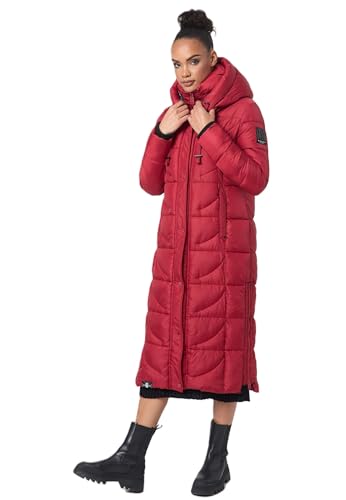 Navahoo Damen Winterjacke langer Wintermantel Winter Stepp Jacke Parka warm B972 [B972-Waffel-Red-Gr.M] von Navahoo