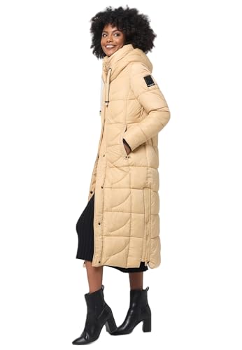 Navahoo Damen Winterjacke langer Wintermantel Winter Stepp Jacke Parka warm B972 [B972-Waffel-Sand-Gr.L] von Navahoo