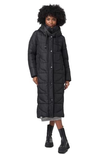 Navahoo Damen Winterjacke langer Wintermantel Winter Stepp Jacke Parka warm B972 [B972-Waffel-Schwarz-Gr.S] von Navahoo