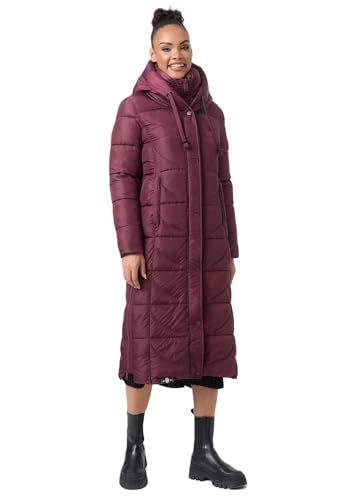 Navahoo Damen Winterjacke langer Wintermantel Winter Stepp Jacke Parka warm B972 [B972-Waffel-Wine-Gr.S] von Navahoo