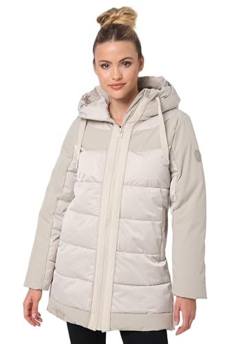 Navahoo Damen Winterjacke mit Kapuze Steppjacke B969 [B969-Samtkatz-Hellgrau-Gr.M] von Navahoo