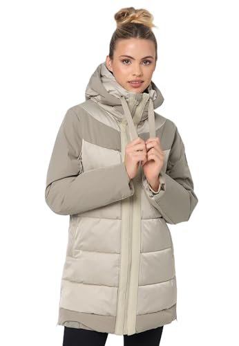 Navahoo Damen Winterjacke mit Kapuze Steppjacke B969 [B969-Samtkatz-Peb-Grey-Gr.L] von Navahoo