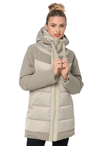 Navahoo Damen Winterjacke mit Kapuze Steppjacke B969 [B969-Samtkatz-Peb-Grey-Gr.XL] von Navahoo